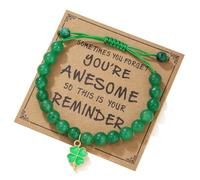 Locrccl St.Patrick's Day Bracelet for Women,Good Lucky Clover Shamrock Charm Bracelets Handmade Nature Stone Jade Beaded Stretch Green Bracelet Irish Outfit Holiday Jewelry, adjustable, Cotton, no