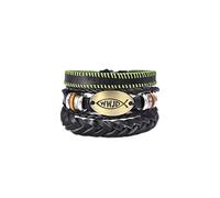 Locrccl W.W.J.D. Bracelet Braided Cowhide Elevated Faith 3 Piece Bracelet for Men What Would Jesus Do Bracelets