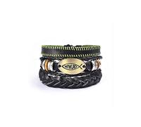 Locrccl W.W.J.D. Bracelet Braided Cowhide Elevated Faith 3 Piece Bracelet for Men What Would Jesus Do Bracelets, Leather, no gemstone