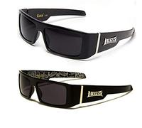 Locs Gangsta Sunglasses Various Combos 58 Style (2 Pack Black Plain and Silver Bandana)