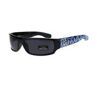 Locs Mad Dog Hardcore Gangster Cholo Narrow Rectangular Sunglasses Blue Bandana, Blue Bandana, One Size