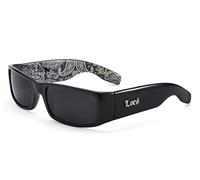 Locs Men's Hardcore Wrap Around Sunglasses with Bandana Print Inside, Black - Black Inside, Medium, Shield, Sunglasses, Unisex Adults, Bold, Statement, Iconic