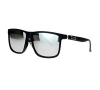 Locs Mirror Lens Gangster Oversized Rectangular horned Sunglasses Silver, Silver Mirror, M