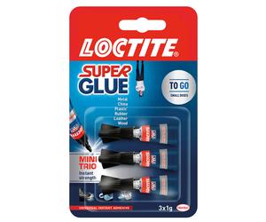 LOCTITE 2977850 Super Glue Mini Trio Tube 3 x 1g