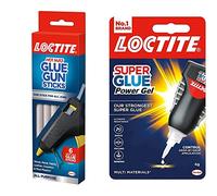Loctite 639713 Hot Melt Glue Gun Sticks, 1 x 6 Sticks, Black & Super Glue Power Gel Control, Flexible Super Glue Gel, with Non-Drip Formula for Vertical Applications, Clear, 4g (Pack of 1)
