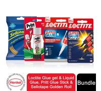 Loctite Super Glue, Pritt Glue Stick & Sellotape Original Golden Tape