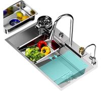 Locuetyn Silver 75cm Contemporary Undermount Stainless Steel Kitchen Sink with 1 Hole and Central Drain