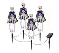 locwanot 4 Pack Solar 3D LED Skeleton Stake Lights Halloween Pathway Decor