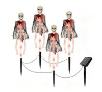 locwanot 4 Pack Solar 3D LED Skeleton Stake Lights Halloween Pathway Decor