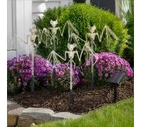 locwanot 4 Pack Solar 3D LED Skeleton Stake Lights Halloween Pathway Decor