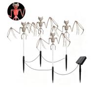 locwanot 4 Pack Solar 3D LED Skeleton Stake Lights Halloween Pathway Decor