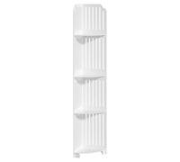 locwanot 4 Tier Slim Freestanding Corner Shelf Unit, PVC Hollow Design Narrow Corner Storage Unit, Compact Tall Toilet Side Cabinet for Bathroom Bedroom Utility Room White 4-Layers
