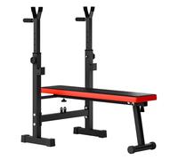 locwanot Adjustable Weight Benches, BenchPress Strength Training Machine with Squat Rack for Home Gym Use, Folding Multifunctional Workout Station With Barbell Rack Red