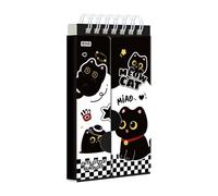 locwanot Black Cat Spiral Mini Notebook Pocket Size, Portable Vocabulary Book with Protective Cover Flap for Kids Birthday Party Classroom School and Revision Random Style A