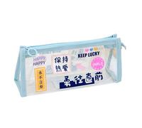locwanot PVC Bag Transparent Pen Bag:Large Capacity Chinese Incentive Quotation ，Waterproof Portable Clear Stationery Bag for School Exam Desk Organisatio Blue