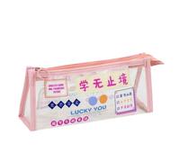 locwanot PVC Bag Transparent Pen Bag:Large Capacity Chinese Incentive Quotation ，Waterproof Portable Clear Stationery Bag for School Exam Desk Organisatio Pink