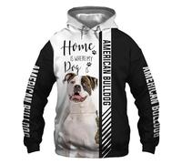LOCZEK Hoodies Jackets Thin 3D AMERICAN BULLDOG Full Printing Pullover Men&Women Casual Polyester Sweatshirt teenage/A1/L