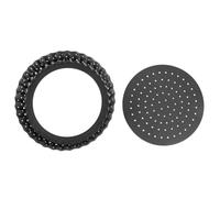 LOCZUK Perforated Baking Tray Round Carbon Steel Pizza Pan for Baking | Non Stick Pizza Pan, Removable Bottom, Fluted Sides, Black Finish, Tart and Chocolate Cake Use