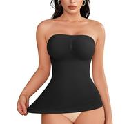 LODAY Strapless Shapewear for Women Compression Tank Top Tummy Control Body Shaper Long Tube Tops Camisoles, Black, XL