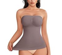 LODAY Strapless Shapewear Tank Tops for Women Compression Tank Top Tummy Control Long Tube Tops Camisoles, Purple Brown, XXL