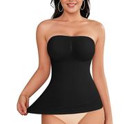 LODAY Strapless Shapewear Tank Tops for Women Compression Tank Top Tummy Control Long Tube Tops Camisoles, Black, Large