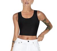LODAY Women Transgender Tomboy FTM Elastic Chest Binder Bra Pullover Tank Top, Black, S