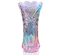LODCZIOE Rainbow Crystal Glass Flower Vase, Modern Contemporary Oblong Vase for Home Decoration, Dining Table Centerpiece, Wedding Party