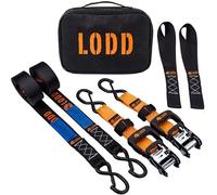 LODD - Premium Heavy Duty Ratchet Tie Down Straps, 2 Pack, 41mm x 3.4m, Rubberized Closed S-Hooks, 2000kg Break Strenth. BONUS : 2 Soft Loops + Carry Bag (for trailer, motorcycle, quad...)