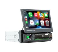 Loddery Flip Out Single Din Stere with Apple for Carplay Wireless Android Auto RDS,Radio 1 DIN with 7 Inch Manual Touch Screen,Bluetooth Mirror Link FM/RDS SWC,Support USB/AUX/Type-C