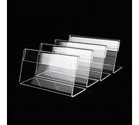 LODDEYEE 10pcs L Shaped Clear Acrylic Sign Display Holder Price Card Tag Label Stand Counter Top Stand 7.5cm X 5cm