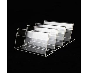 LODDEYEE 10pcs L Shaped Clear Acrylic Sign Display Holder Price Card Tag Label Stand Counter Top Stand 7.5cm X 5cm