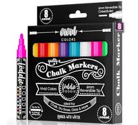 Loddie Doddie Liquid Chalk Markers - 8-Pack, 6mm Dual Tips - Chalk Markers for Blackboard & Chalkboard Paint - Washable Window Pens for Glass - Erasable Pens