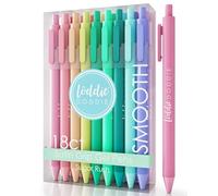 Loddie Doddie Retractable Gel Pens Pastel Tones, Satin Barrel, Fine Point 18 Bright Color Pens for Bullet Style Journals, Notebooks, Planners, Calendars, & Drawing, Gel Pens for Home, Office & School