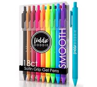Loddie Doddie Retractable Gel Pens with Satin Barrel - Fine Point - 18 Bright Color Pens for Bullet Style Journals, Notebooks, Planners, Calendars, Notes & Drawing, Use at Home, Office, School, Crafts