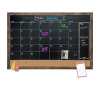 Loddie Doddie Rustic Framed Magnetic Chalkboard Calendar and Bulletin Combo Board. Blackboard - Calendar - Cork Board. OrganizeYour Space