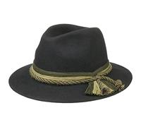 Lodenhut Manufaktur Korfaden Tyrolean HatManufaktur Men - hat Wool Felt Wanderer´s Autumn Summer Spring Winter All-Season - 60 cm Black
