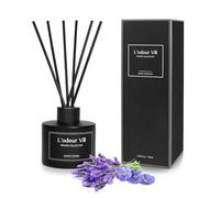 L'odeur Vill Reed Diffuser Set, 100ml Luxury Home Fragrance Diffuser with 8 Fiber Sticks, Long Lasting Scented Aromatherapy for Bedroom Bathroom Living Room Office, (Lavender Geranium)