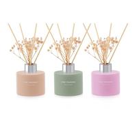 L'odeur Vill Reed Diffuser Set, 120ml×3 Luxury Home Fragrance Diffuser with 18 Fiber Sticks, Long Lasting Scented Aromatherapy for Bedroom Bathroom Living Room Office(Linen/Vanilla/Jasmine Lily)