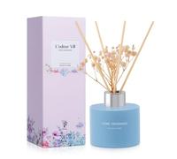 L'odeur Vill Reed Diffuser Set, 120ml Luxury Home Fragrance Diffuser with 18 Fiber Sticks, Long Lasting Scented Aromatherapy for Bedroom Bathroom Living Room Office, (Lavender Geranium)