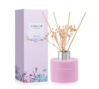 L'odeur Vill Reed Diffuser Set, 120ml Luxury Home Fragrance Diffuser with 6 Fiber Sticks, Long Lasting Scented Aromatherapy for Bedroom Bathroom Living Room Office, (Jasmine Lily)