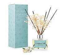 L'odeur Vill Reed Diffuser Set, 200ml Luxury Home Fragrance Diffuser with 6 Fiber Sticks, Long Lasting Scented Aromatherapy for Bedroom Bathroom Living Room Office, (Jasmine Lily)