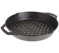 Lodge 12" Cast Iron Dual Handle Grill Basket | Grilling Pan Designed to Protect Food from Falling Through the Grate, Cast Iron, 12 Inch, Made in USA