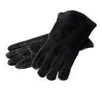 Lodge 18” Leather Outdoor Cooking Gloves - Heat Resistant Gloves for Cast Iron Cooking, Black
