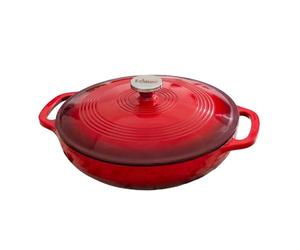 Lodge 3.41 litre / 3.6 quart Cast Iron/Porcelain Enamel Casserole Dish, Red