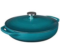 Lodge 3.6 Quart Enameled Cast Iron Covered Casserole with Lid - Dual Handles - Oven Safe up to 500° F or on Stovetop - Use to Marinate, Cook, Bake, Refrigerate and Serve - Lagoon