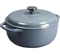 Lodge 3 Quart Enameled Cast Iron Dutch Oven with Lid - Dual Handles - Oven Safe up to 500° F or on Stovetop - Use to Marinate, Cook, Bake, Refrigerate and Serve - Storm Blue