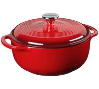 Lodge 4.35 litre / 4.6 quart Cast Iron/Porcelain Enamel Dutch Oven/Casserole Dish, Red