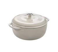 Lodge 5.68 litre / 6 quart Cast Iron/Porcelain Enamel Dutch Oven/Casserole Dish, Oyster White,EC6D13