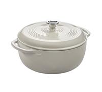 Lodge 5.68 litre / 6 quart Cast Iron/Porcelain Enamel Dutch Oven/Casserole Dish, Oyster White,EC6D13