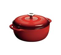 Lodge 5.68 litre / 6 quart Cast Iron/Porcelain Enamel Dutch Oven/Casserole Dish, Red